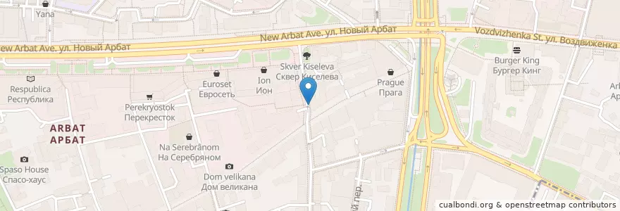 Mapa de ubicacion de Tajj Mahal en Россия, Центральный Федеральный Округ, Москва, Центральный Административный Округ, Район Арбат.