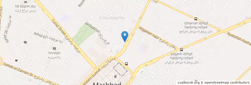 Mapa de ubicacion de بانک ملی en イラン, ラザヴィー・ホラーサーン, شهرستان مشهد, مشهد, بخش مرکزی شهرستان مشهد.