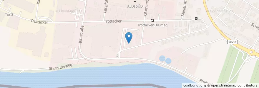 Mapa de ubicacion de Kaufm. Berufsbildungsstätte des DHV e. V. Waldshut en Германия, Баден-Вюртемберг, Аргау, Bezirk Rheinfelden, Фрайбург, Вальдсхут.