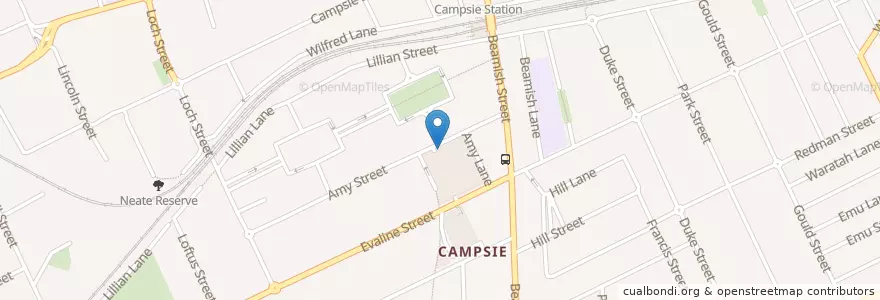 Mapa de ubicacion de Campsie Library en Australia, New South Wales, Canterbury-Bankstown Council, Sydney.