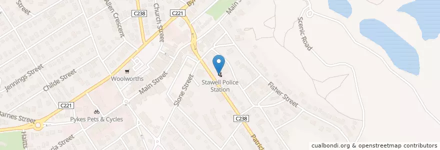 Mapa de ubicacion de Stawell Police Station en 오스트레일리아, Victoria, Shire Of Northern Grampians.