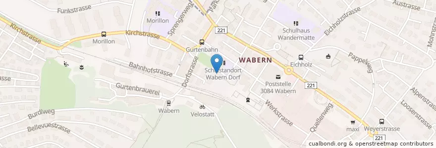 Mapa de ubicacion de Feuerwehrmagazin Wabern en Switzerland, Bern/Berne, Verwaltungsregion Bern-Mittelland, Verwaltungskreis Bern-Mittelland, Köniz.