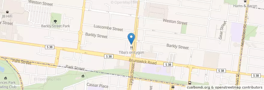 Mapa de ubicacion de Tiba's on Lygon en Australien, Victoria.