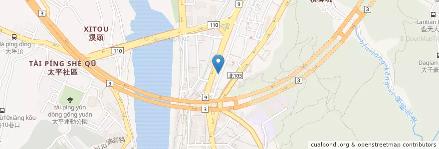 Mapa de ubicacion de 光明鮮水餃汕頭意麵 en Taiwán, Nuevo Taipéi, 新店區.