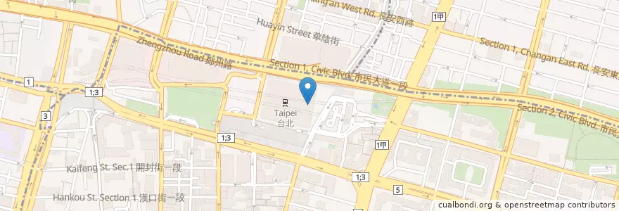 Mapa de ubicacion de MAMAK檔 en تايوان, تايبيه الجديدة, تايبيه, 中正區.