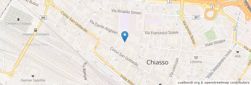 Mapa de ubicacion de Cinema Teatro Chiasso en Schweiz/Suisse/Svizzera/Svizra, Ticino, Distretto Di Mendrisio, Circolo Di Balerna, Chiasso.