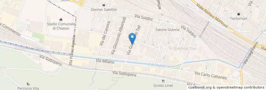 Mapa de ubicacion de Centro Giovani en Schweiz, Tessin, Bezirk Mendrisio, Circolo Di Balerna, Chiasso.