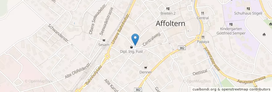 Mapa de ubicacion de Amavita Affoltern a.A. en Schweiz/Suisse/Svizzera/Svizra, Zürich, Bezirk Affoltern, Affoltern Am Albis.