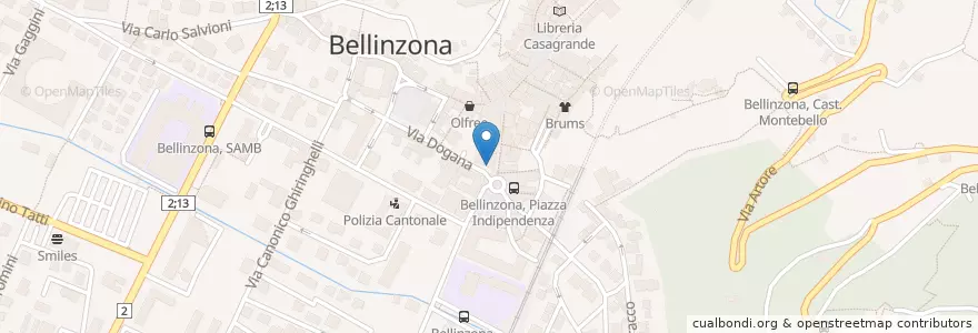 Mapa de ubicacion de Tea Room Gazzaniga en Schweiz/Suisse/Svizzera/Svizra, Ticino, Distretto Di Bellinzona, Circolo Di Bellinzona, Bellinzona.