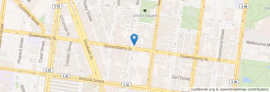 Mapa de ubicacion de The Queensberry Pour House en Australia, Victoria, City Of Melbourne.