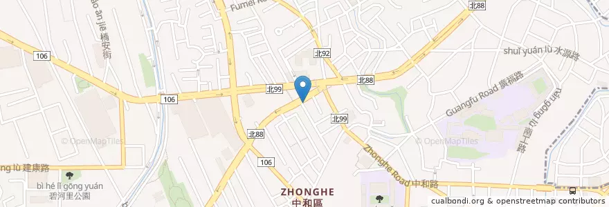 Mapa de ubicacion de Pizza Hut en Taiwán, Nuevo Taipéi, 中和區.