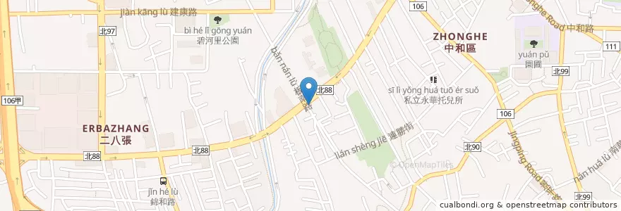Mapa de ubicacion de 金津焢肉排骨便當 en تایوان, 新北市, 中和區.