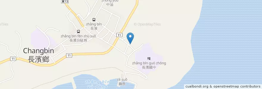 Mapa de ubicacion de 長濱國中 en Тайвань, Тайвань, Тайдун, 長濱鄉.