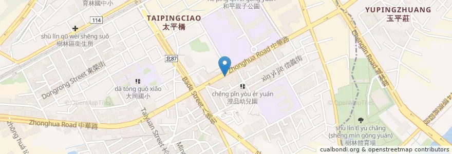 Mapa de ubicacion de 鮮天下鍋貼水餃專賣店樹中店 en 臺灣, 新北市, 樹林區.