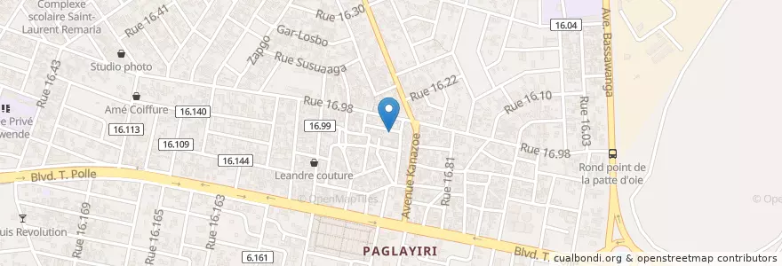 Mapa de ubicacion de Église Pentecote Assemblée de Pagalayiri en 布基纳法索, Centre, Kadiogo, 瓦加杜古.