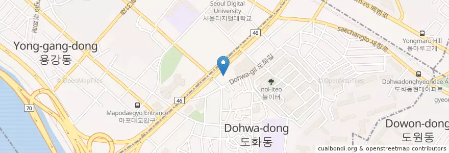 Mapa de ubicacion de 하나은행 (Hana Bank) en Coreia Do Sul, Seul, 마포구, 도화동.