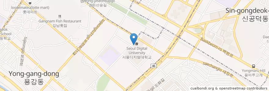 Mapa de ubicacion de Cafe Story en Coreia Do Sul, Seul, 마포구, 용강동.