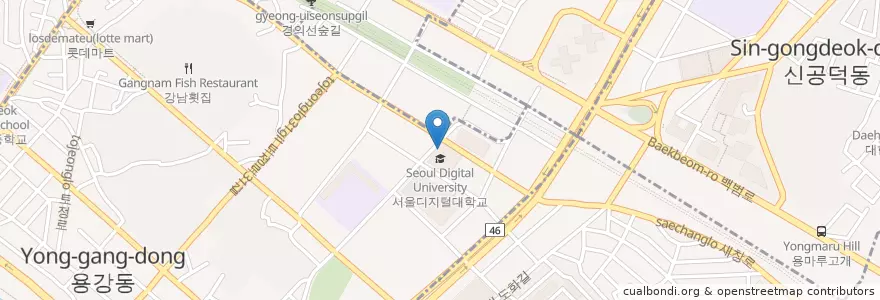 Mapa de ubicacion de Ediya Coffee en Coreia Do Sul, Seul, 마포구, 용강동.