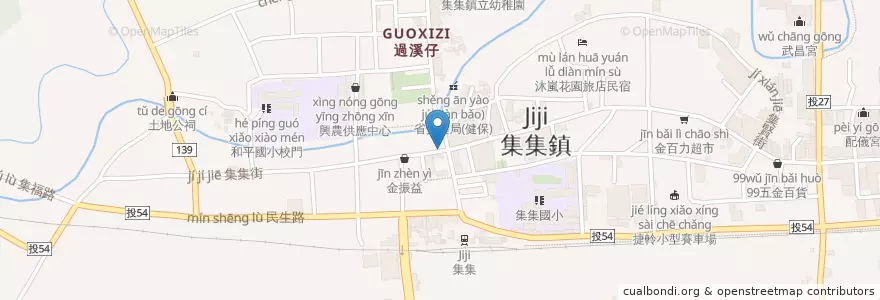Mapa de ubicacion de 老街羊肉/魷魚粳 en تایوان, 臺灣省, 南投縣, 集集鎮.