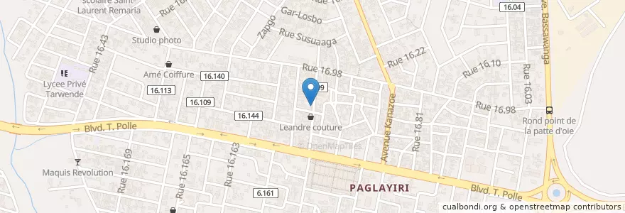 Mapa de ubicacion de Maquis Bienvenu en بورکینافاسو, Centre, Kadiogo, اوآگادوگو.