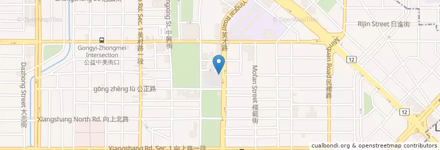 Mapa de ubicacion de 草悟道停車場 en Taiwan, 臺中市, 西區.
