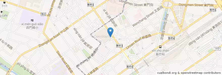 Mapa de ubicacion de 汽車停車場入口 en Taiwan, 臺灣省, 新竹市.
