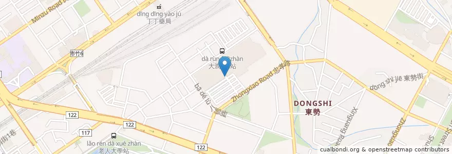 Mapa de ubicacion de 大潤發室內停車場出入口 en تايوان, مقاطعة تايوان, سين شو, 東區.