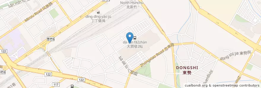 Mapa de ubicacion de 大潤發室內停車場出入口 en Taiwan, 臺灣省, 新竹市, 東區.