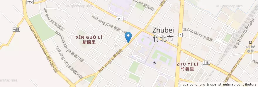 Mapa de ubicacion de 機車停車場出入口 en Taiwan, Taiwan Province, Hsinchu County, Zhubei City.