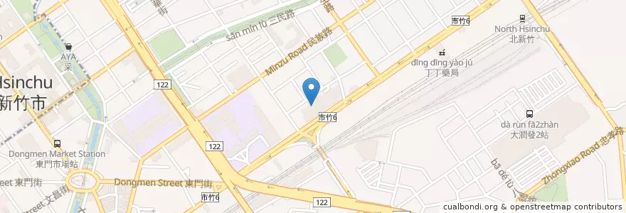 Mapa de ubicacion de 國賓大飯店、新光三越 地下停車場 en 台湾, 台湾省, 新竹市, 東区.