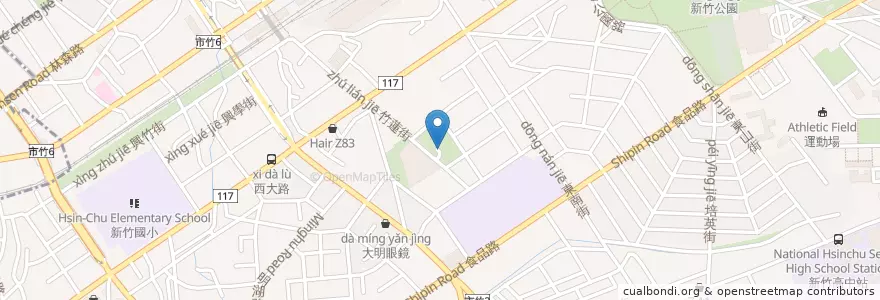Mapa de ubicacion de 頂竹圍地下停車場 en 臺灣, 臺灣省, 新竹市, 東區.