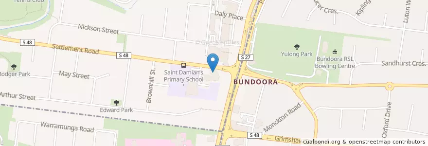 Mapa de ubicacion de St Damian's Church en Австралия, Виктория, City Of Whittlesea.