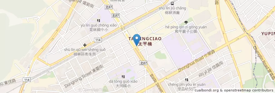 Mapa de ubicacion de 嫻酥雞香雞排 en تايوان, تايبيه الجديدة, 樹林區.