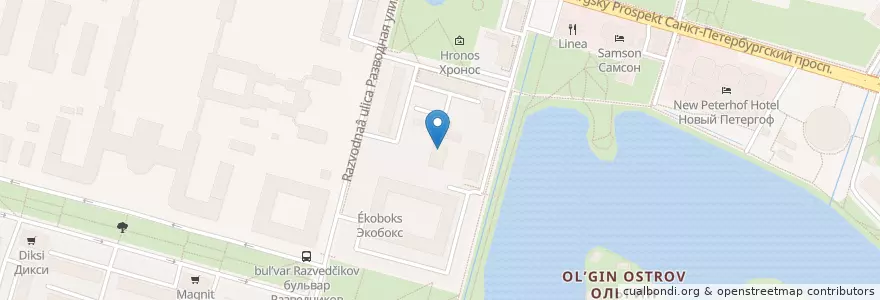 Mapa de ubicacion de 17-ОФПС по Санкт-Петербургу en ロシア, 北西連邦管区, レニングラード州, サンクト ペテルブルク, Петродворцовый Район, Петергоф.