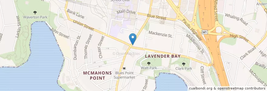 Mapa de ubicacion de Blues Gourmet en أستراليا, نيوساوث ويلز, North Sydney Council, Sydney.