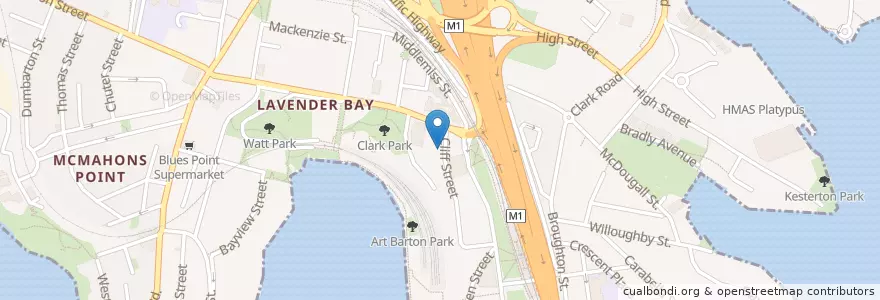Mapa de ubicacion de Dedes Watergrill restaurant en Australia, New South Wales, North Sydney Council, Sydney.