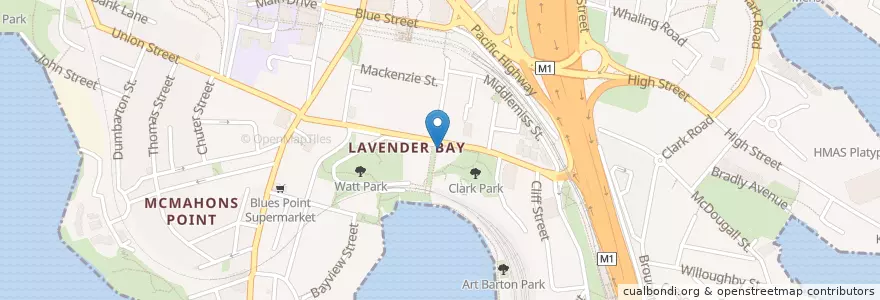 Mapa de ubicacion de Lavendra en Australië, Nieuw-Zuid-Wales, North Sydney Council, Sydney.