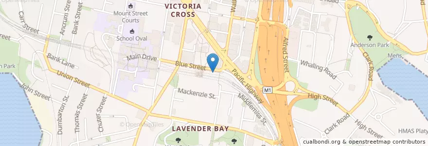 Mapa de ubicacion de Capitano's en Australia, New South Wales, North Sydney Council, Sydney.