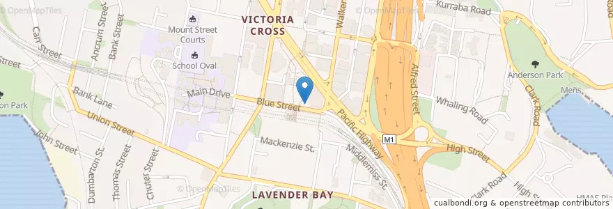 Mapa de ubicacion de The Living Room en Australië, Nieuw-Zuid-Wales, North Sydney Council, Sydney.