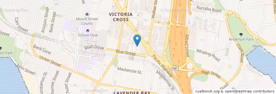 Mapa de ubicacion de The Leaf Cafe en Australie, Nouvelle Galles Du Sud, North Sydney Council, Sydney.