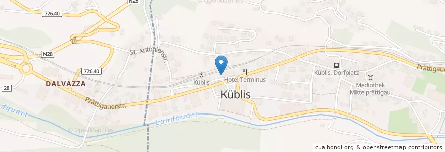 Mapa de ubicacion de Küblis en Suisse, Grisons, Prättigau/Davos.