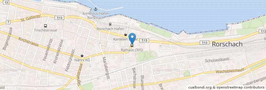 Mapa de ubicacion de Café Bar Treppenhaus en سوئیس, Sankt Gallen, Wahlkreis Rorschach, Rorschach.
