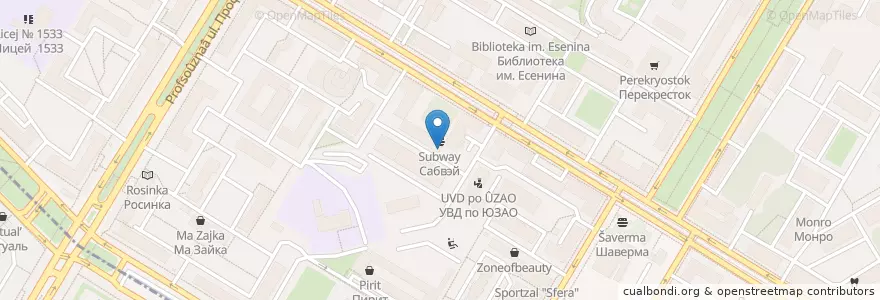Mapa de ubicacion de Шенон en روسيا, Центральный Федеральный Округ, Москва, Юго-Западный Административный Округ, Академический Район.