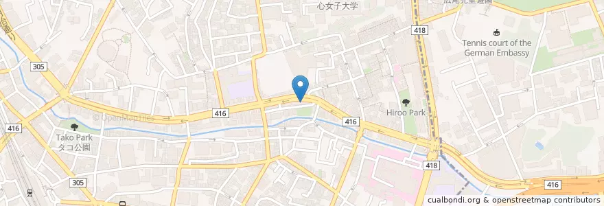 Mapa de ubicacion de HACHI-HACHI en Jepun, 東京都, 港区, 広尾.