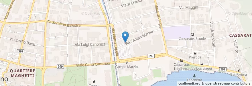 Mapa de ubicacion de Pizzeria Campo Marzio en 瑞士, Ticino, Distretto Di Lugano, Lugano, Circolo Di Lugano Ovest.