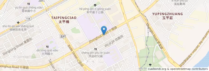 Mapa de ubicacion de 丹翊健康早餐 en 타이완, 신베이 시, 수린 구.