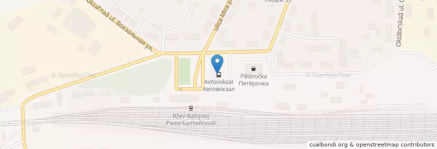 Mapa de ubicacion de Автовокзал en Rusia, Distrito Federal Central, Óblast De Tver, Ржевский Район, Городской Округ Ржев.