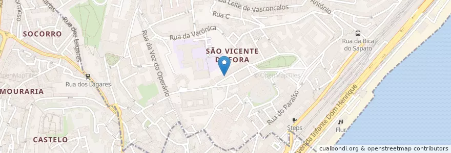 Mapa de ubicacion de Restaurante Os Unidos en 葡萄牙, Lisboa, Grande Lisboa, 里斯本, São Vicente.