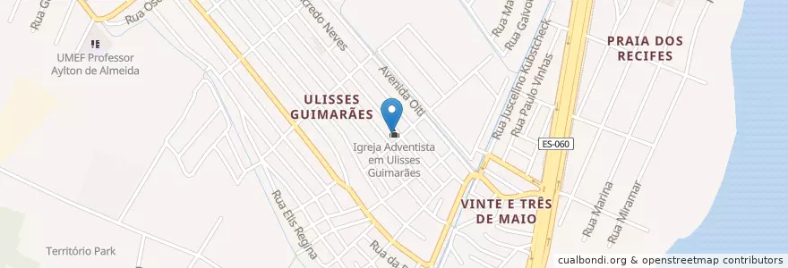 Mapa de ubicacion de Igreja Adventista em Ulisses Guimarães en Brazilië, Regio Zuidoost, Espírito Santo, Região Geográfica Intermediária De Vitória, Região Metropolitana Da Grande Vitória, Vila Velha, Microrregião Vitória.