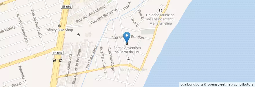 Mapa de ubicacion de Igreja Adventista na Barra do Jucu en Brasil, Región Sudeste, Espírito Santo.